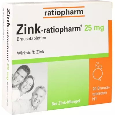 ZINK-RATIOPHARM Comprimidos efervescentes de 25 mg, 20 unidades