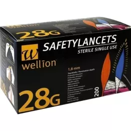WELLION Lança descartável de segurança Safetylancets 28 G, 200 peças