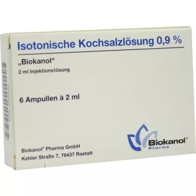 ISOTONISCHE Solução salina 0,9% Ampolas de Biokanol, 6X2 ml ISOTONISCHE Solução salina 0,9% Ampolas de Biokanol, 6X2 ml