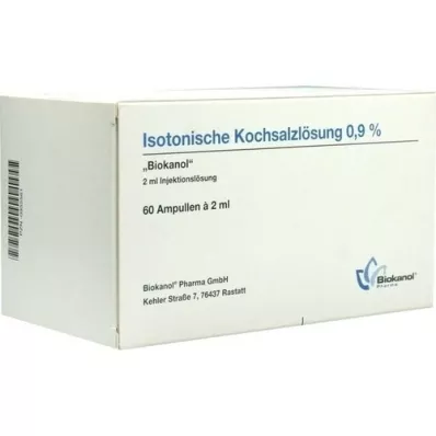 ISOTONISCHE Solução salina 0,9% Ampolas de Biokanol, 60X2 ml ISOTONISCHE Solução salina 0,9% Ampolas de Biokanol, 60X2 ml