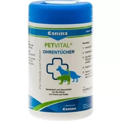 PETVITAL Lenços umedecidos para orelhas veterinárias, 120 peças