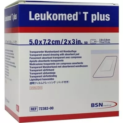 LEUKOMED emplastros estéreis transp.plus 5x7,2 cm, 50 peças