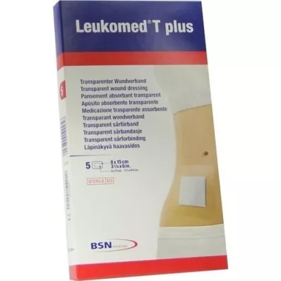 LEUKOMED emplastros estéreis transp.plus 8x15 cm, 5 unid