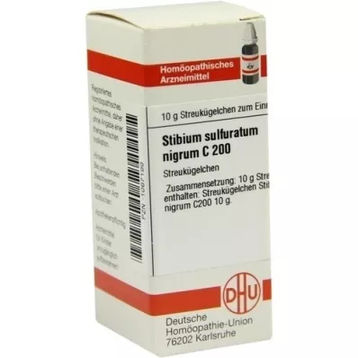 STIBIUM SULFURATUM NIGRUM Glóbulos C 200, 10 g