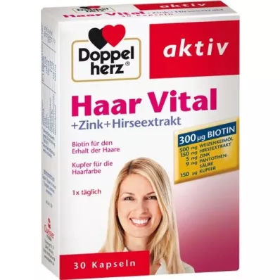 DOPPELHERZ Cápsulas Hair Vital + Zinco + Extrato de Milho, 30 unid DOPPELHERZ Cápsulas Hair Vital + Zinco + Extrato de Milho, 30 unid