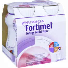 FORTIMEL Energy MultiFibre sabor morango, 4X200 ml