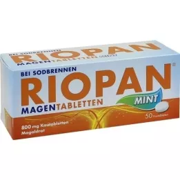 RIOPAN Comprimidos para estômago Hortelã 800 mg comprimidos para mastigar, 50 unidades