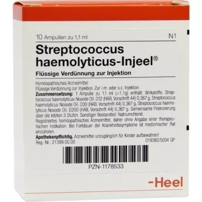 STREPTOCOCCUS HAEMOLYTICUS Ampolas Injeel, 10 unidades STREPTOCOCCUS HAEMOLYTICUS Ampolas Injeel, 10 unidades