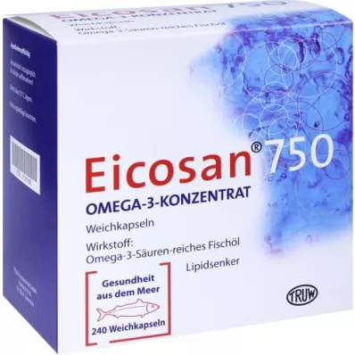 EICOSAN 750 cápsulas moles de concentrado de ômega-3, 240 unidades EICOSAN 750 cápsulas moles de concentrado de ômega-3, 240 unidades