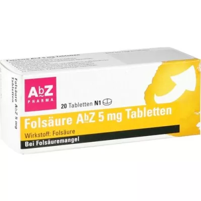 FOLSÄURE AbZ comprimidos de 5 mg, 20 unidades FOLSÄURE AbZ comprimidos de 5 mg, 20 unidades