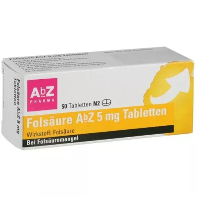 FOLSÄURE AbZ comprimidos de 5 mg, 50 unidades FOLSÄURE AbZ comprimidos de 5 mg, 50 unidades