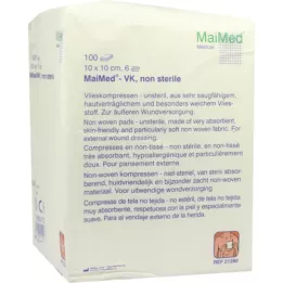 VLIESKOMPRESSEN 10x10 cm não estéril 6 dobras, 100 unid