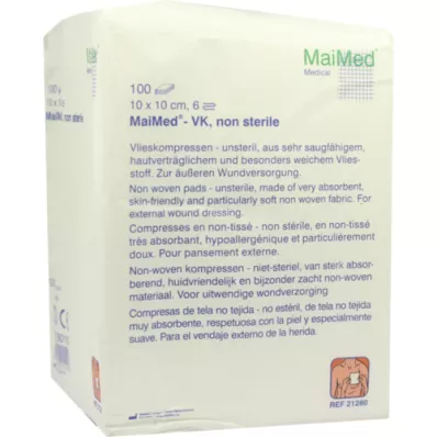 VLIESKOMPRESSEN 10x10 cm não estéril 6 dobras, 100 unid VLIESKOMPRESSEN 10x10 cm não estéril 6 dobras, 100 unid