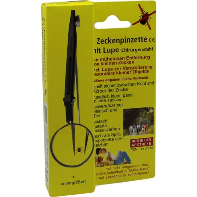 ZECKENPINZETTE Aço cirúrgico com lupa, 1 peça ZECKENPINZETTE Aço cirúrgico com lupa, 1 peça