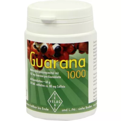 GUARANA Comprimidos para mastigar de 1000 mg, 60 unidades