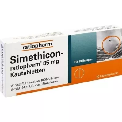 SIMETHICON-ratiopharm 85 mg comprimidos para mastigar, 20 unidades SIMETHICON-ratiopharm 85 mg comprimidos para mastigar, 20 unidades