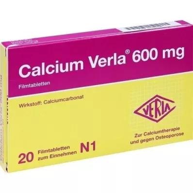 CALCIUM VERLA Comprimidos revestidos por película de 600 mg, 20 unidades CALCIUM VERLA Comprimidos revestidos por película de 600 mg, 20 unidades