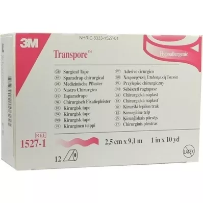 TRANSPORE Gesso 2,5 cm x 9,1 m, 12 peças