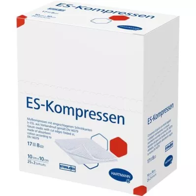 ES-KOMPRESSEN estéril 10x10 cm 8 vezes, 25X2 unidades