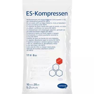 ES-KOMPRESSEN estéril 10x20 cm 8 vezes, 5X2 unidades ES-KOMPRESSEN estéril 10x20 cm 8 vezes, 5X2 unidades