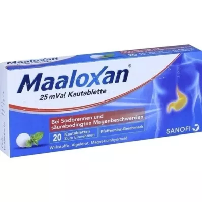 MAALOXAN Comprimidos mastigáveis de 25 mVal, 20 unidades