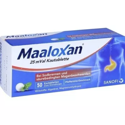 MAALOXAN Comprimidos mastigáveis de 25 mVal, 50 unidades MAALOXAN Comprimidos mastigáveis de 25 mVal, 50 unidades