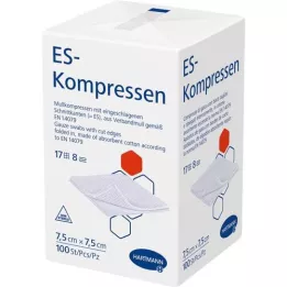 ES-KOMPRESSEN não estéril 7,5x7,5 cm 8 dobras, 100 peças