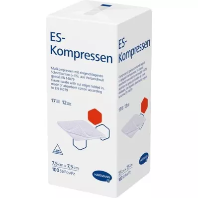 ES-KOMPRESSEN não estéril 7,5x7,5 cm 12 dobras, 100 unid