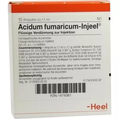ACIDUM FUMARICUM INJEEL Ampolas, 10 unidades