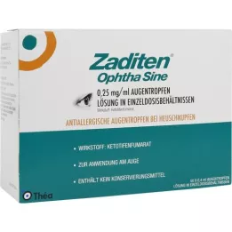 ZADITEN ofta senoidal 0,25 mg/ml colírio dose única, 50 unidades