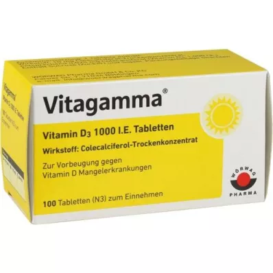 VITAGAMMA Vitamina D3 comprimidos de 1.000 UI, 100 peças VITAGAMMA Vitamina D3 comprimidos de 1.000 UI, 100 peças