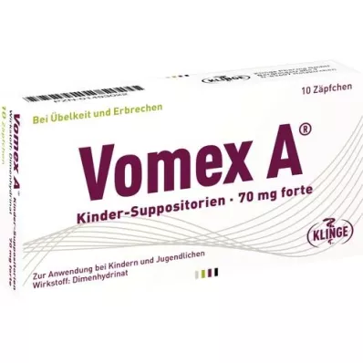 VOMEX A Supositórios infantis 70 mg forte, 10 unidades