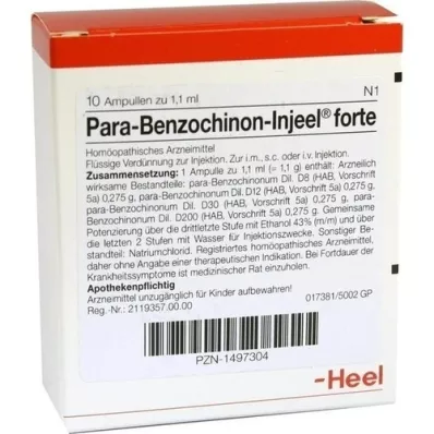 PARA BENZOCHINON Ampolas Injeel forte, 10 unid PARA BENZOCHINON Ampolas Injeel forte, 10 unid
