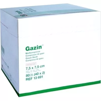 GAZIN Comp. de gaze. 7,5x7,5 cm estéril 12 dobras, 40x2 unidades GAZIN Comp. de gaze. 7,5x7,5 cm estéril 12 dobras, 40x2 unidades