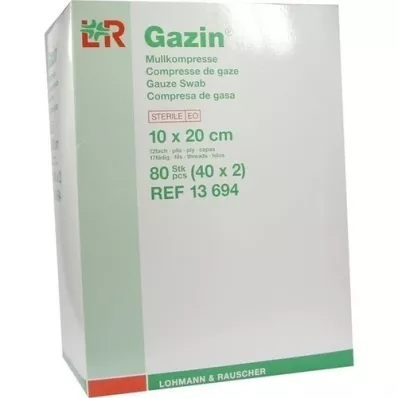 GAZIN Comp. de gaze. 10x20 cm estéril 12 dobras, 40x2 peças GAZIN Comp. de gaze. 10x20 cm estéril 12 dobras, 40x2 peças