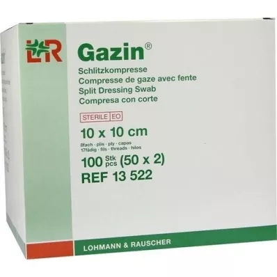 GAZIN Compressas fendidas 10x10 cm estéreis 8 dobras, 50x2 peças GAZIN Compressas fendidas 10x10 cm estéreis 8 dobras, 50x2 peças