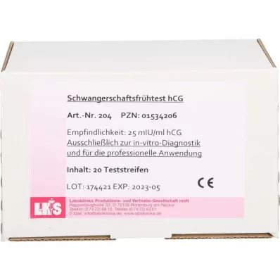 SCHWANGERSCHAFTS-FRÜHTEST tiras de teste de hCG de urina, 20 unidades SCHWANGERSCHAFTS-FRÜHTEST tiras de teste de hCG de urina, 20 unidades