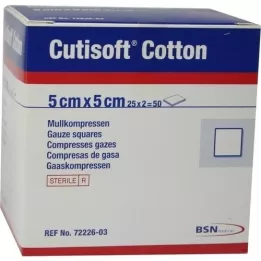 CUTISOFT Algodão compre.5x5 cm estéril, 25X2 un
