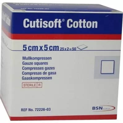 CUTISOFT Algodão compre.5x5 cm estéril, 25X2 un