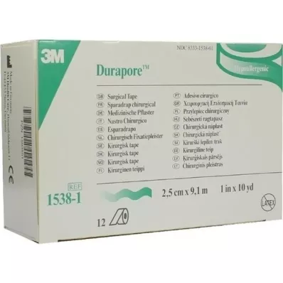 DURAPORE Gesso de seda Rolo de 2,5 cm x 9,1 m, 12 peças DURAPORE Gesso de seda Rolo de 2,5 cm x 9,1 m, 12 peças