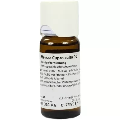 MELISSA CUPRO diluição culta D 2, 50 ml MELISSA CUPRO diluição culta D 2, 50 ml