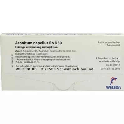 ACONITUM NAPELLUS Rh D 30 ampolas, 8X1 ml
