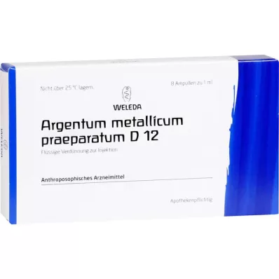 ARGENTUM METALLICUM praeparatum D 12 ampolas, 8 unid ARGENTUM METALLICUM praeparatum D 12 ampolas, 8 unid