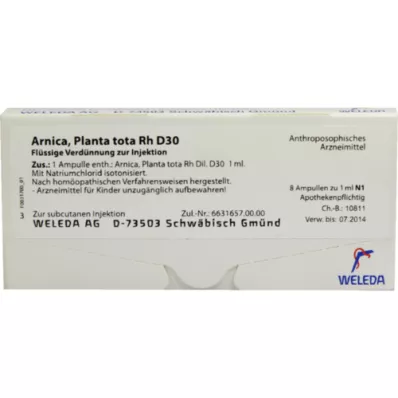 ARNICA PLANTA ampolas tota Rh D 30, 8X1 ml ARNICA PLANTA ampolas tota Rh D 30, 8X1 ml