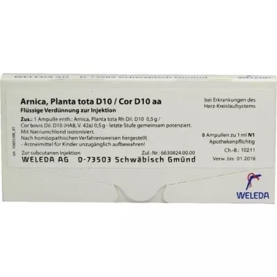 ARNICA PLANTA ampolas tota D 10/Cor D 10 aa, 8X1 ml