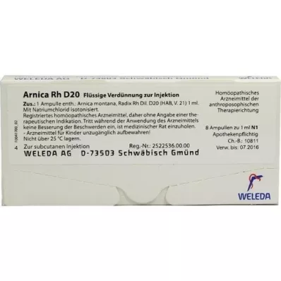 ARNICA RH D 20 ampolas, 8X1 ml