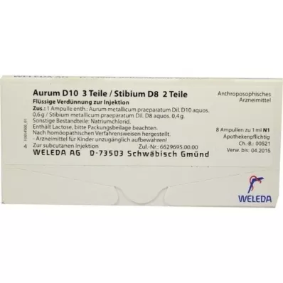 AURUM Ampolas D 10/Stibium D 8, 8X1 ml AURUM Ampolas D 10/Stibium D 8, 8X1 ml