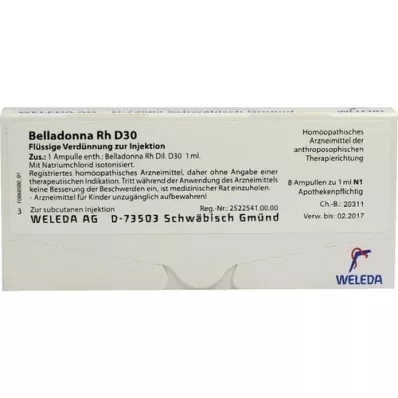 BELLADONNA RH D 30 ampolas, 8X1 ml