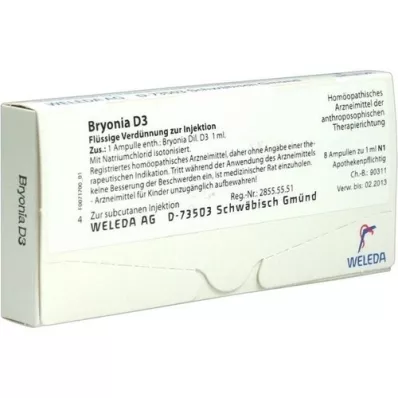 BRYONIA D 3 ampolas, 8X1 ml BRYONIA D 3 ampolas, 8X1 ml
