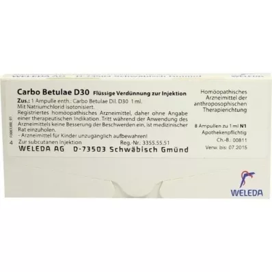 CARBO BETULAE D 30 ampolas, 8X1 ml CARBO BETULAE D 30 ampolas, 8X1 ml